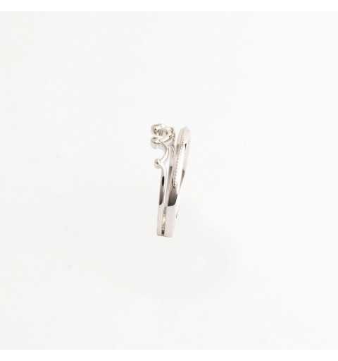Podwójny srebrny pierścionek korona białe cyrkonie