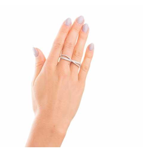 Srebrny podwójny pierścionek z regulacją
