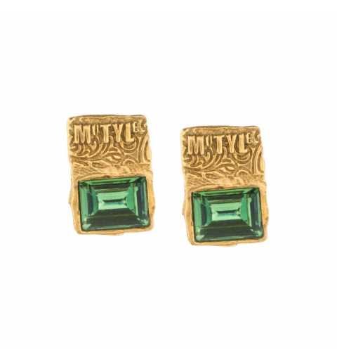 Srebrne kolczyki MOTYLE złocone krolewskim złotem 24 k z zielonymi kryształami Swarovskiego "Ernite"