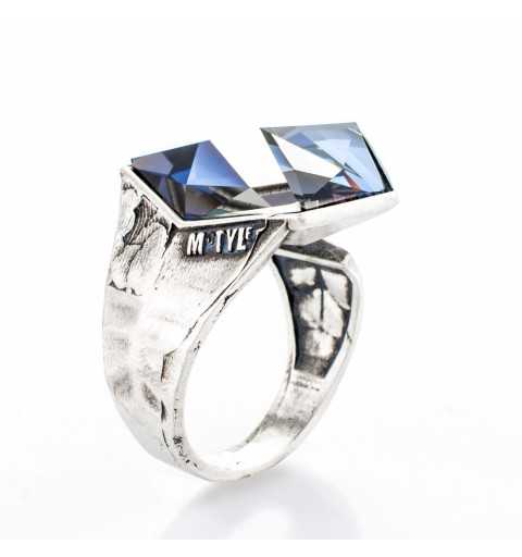 Srebrny pierścionek MOTYLE antyczne srebro oksydowane z Kryształem Swarovskiego Crystal Sahara