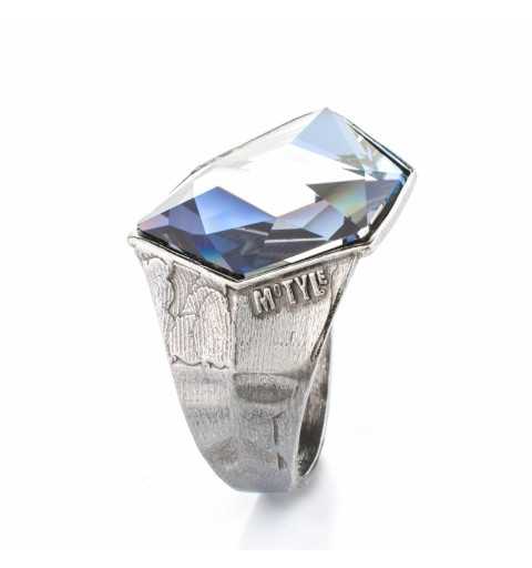 Srebrny pierścionek MOTYLE czarny rod 24 k grafitowy blask z Kryształem Swarovskiego Crystal Sahara