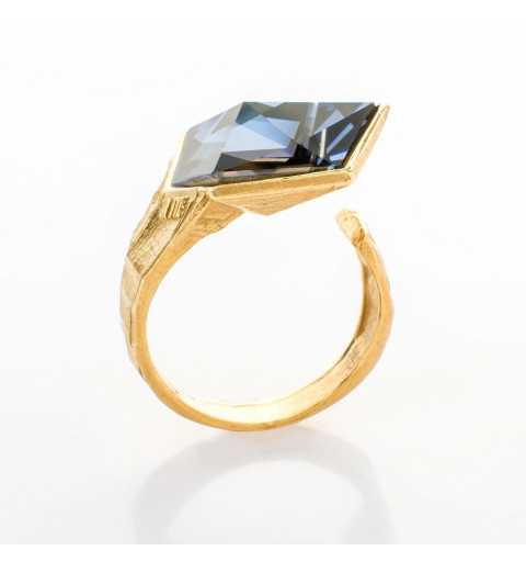 Srebrny pierścionek MOTYLE złocony królewskim złotem 24 k z Kryształem Swarovskiego Crystal Sahara