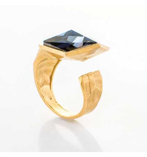 Srebrny pierścionek MOTYLE złocony królewskim złotem 24 k z Kryształem Swarovskiego Crystal Sahara