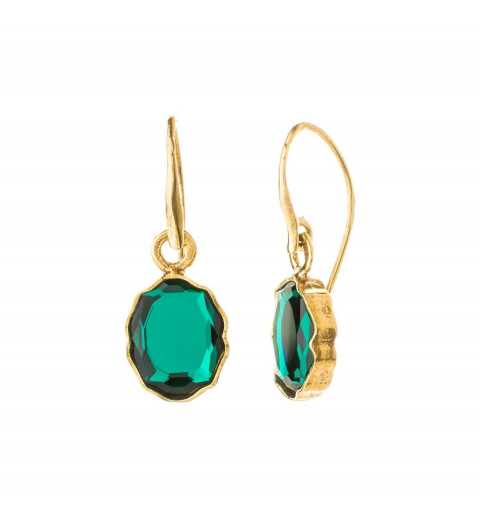 Srebrne kolczyki MOTYLE złocone królewskim złotem 24 k z zielonymi Kryształami Swarovskiego Emerald