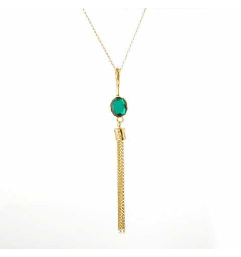 Srebrny naszyjnik MOTYLE złocony królewskim złotem 24 k z zielonym Kryształem Swarovskiego Emerald