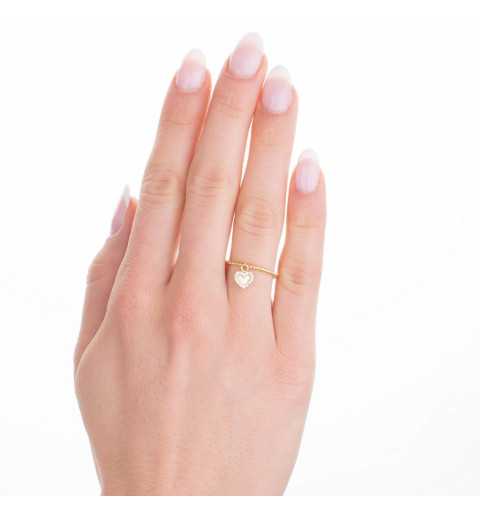 Złoty pierścionek z charmsem serduszko
