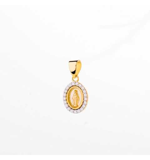 Złoty medalik owalny z wizerunkiem Matki Boskiej Niepokalanej