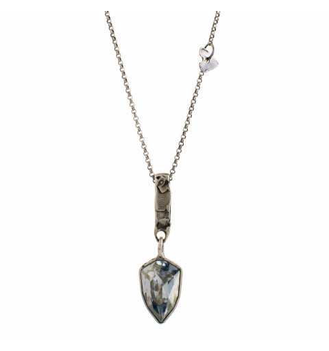 Srebrny naszyjnik MOTYLE w kolorze antycznego srebra z Kryształem Swarovskiego Blue Shade MS2537