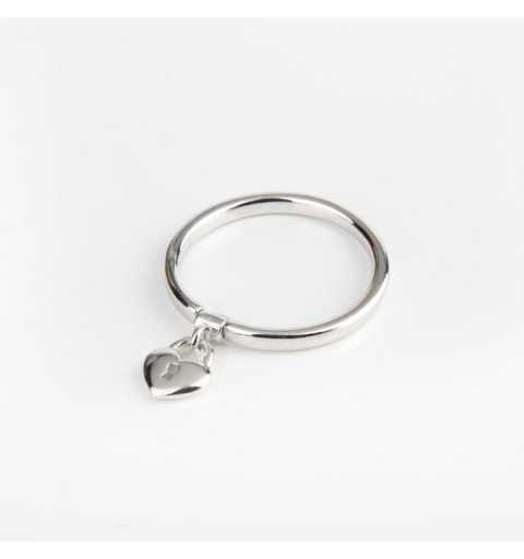 Srebrny pierścionek z charmsem kłódka w kształcie serca