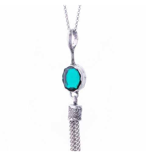 Srebrny naszyjnik MOTYLE w kolorze antycznego srebra z Kryształem Swarovskiego Emerald MS2521